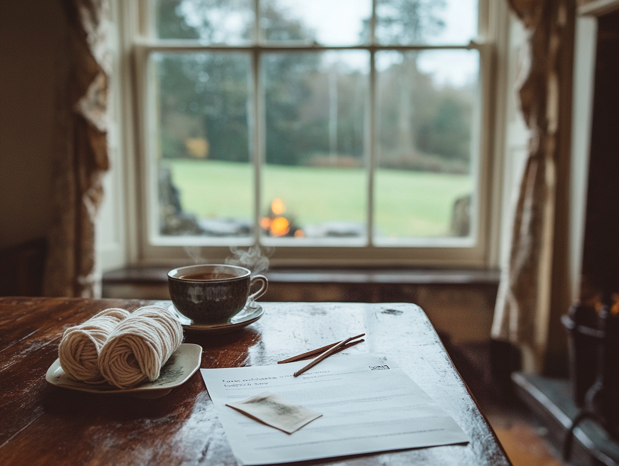 An elegant Irish manor lounge prepared for an upscale knitting retreat